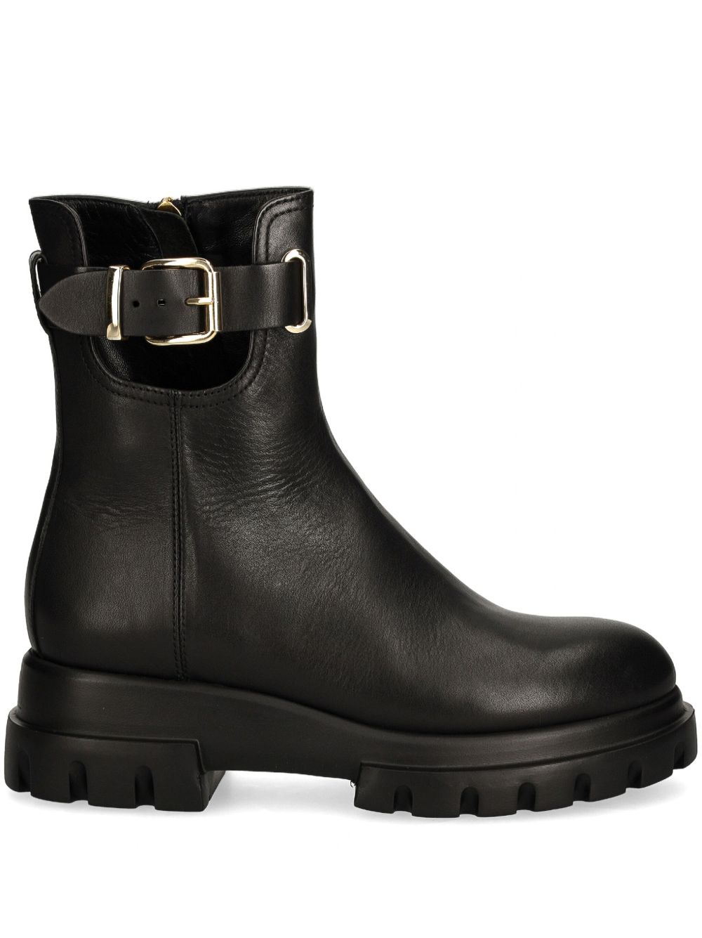 AGL leather ankle boots - 黑色