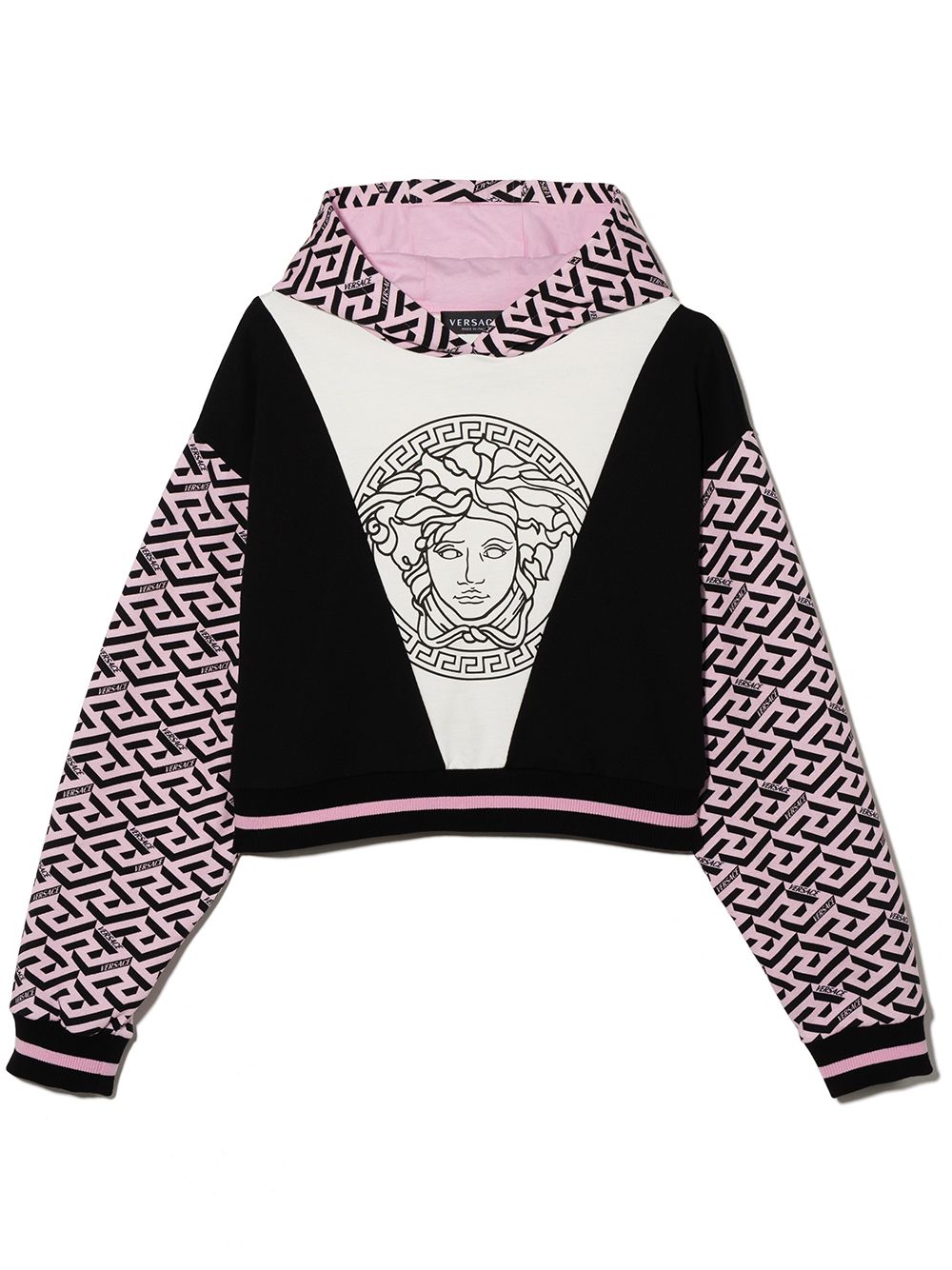 Versace Kids 范思哲 Medusa 印花棉连帽衫 - 黑色