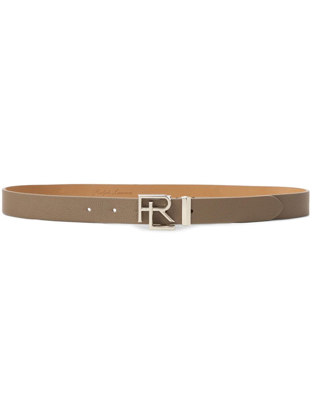 Ralph Lauren Collection logo扣环皮质腰带 - 褐色