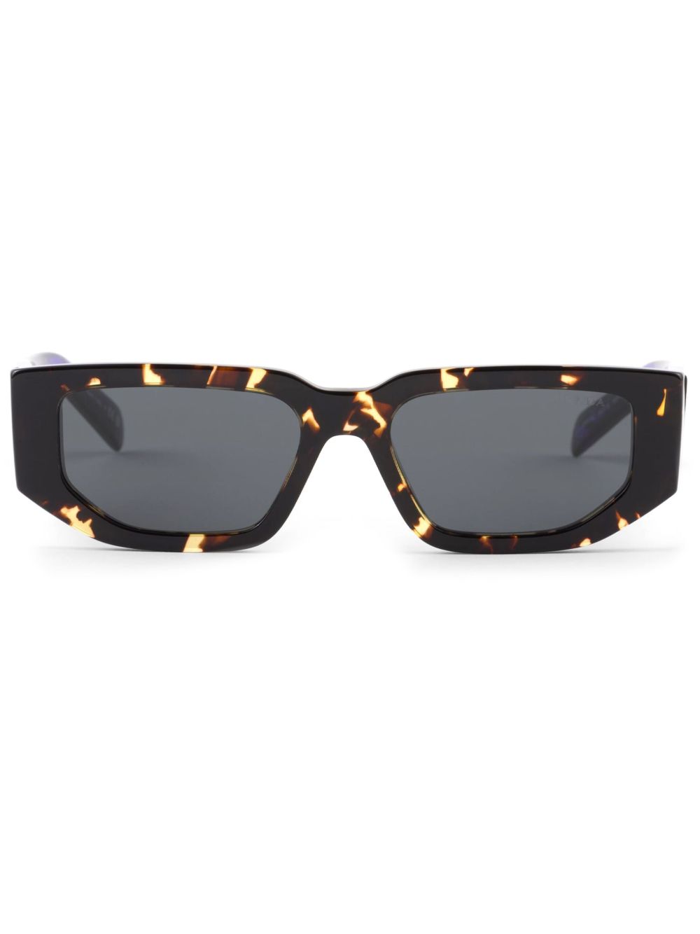 Prada Eyewear 玳瑁纹渐变色长方形框太阳眼镜 - 黑色