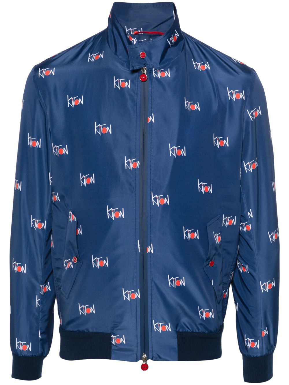 Kiton logo印花轻薄夹克 - 蓝色