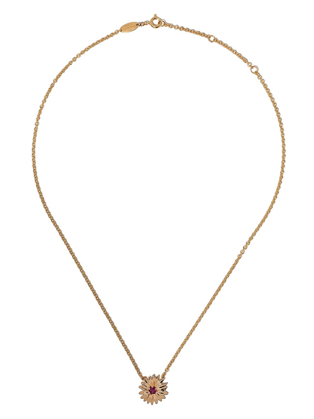 Aurelie Bidermann 18K黄金镀铑石榴石花卉吊饰项链 - 金色