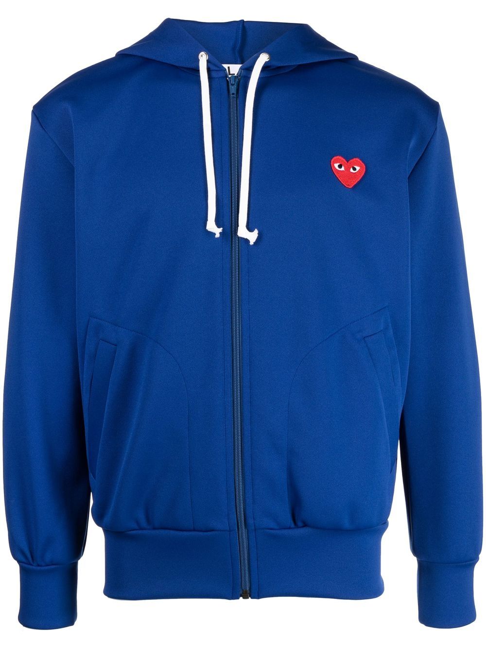Comme Des Garçons Play logo刺绣拉链连帽衫 - 蓝色