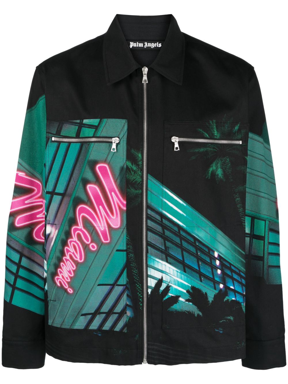 Palm Angels Miami 印花棉夹克 - 黑色