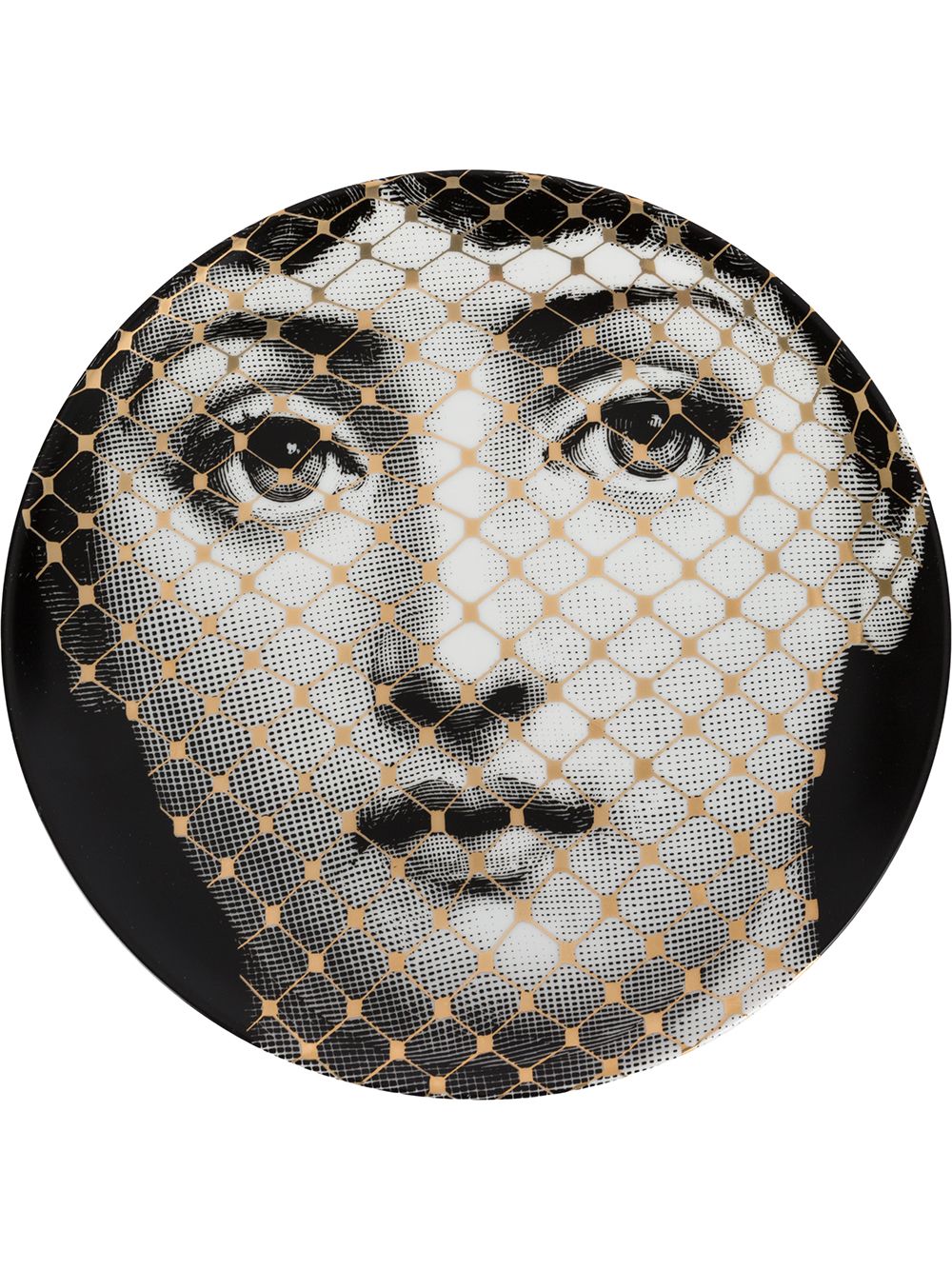Fornasetti T&V脸部印花陶瓷盘子 - 灰色