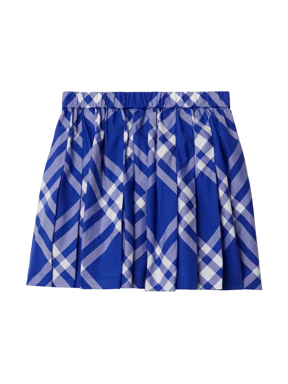 Burberry Kids 格纹褶饰迷你半身裙 - 蓝色