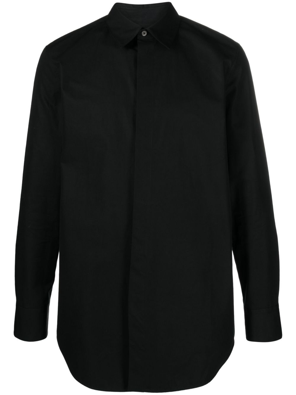 Jil Sander Heavy 搭扣棉衬衫 - 黑色