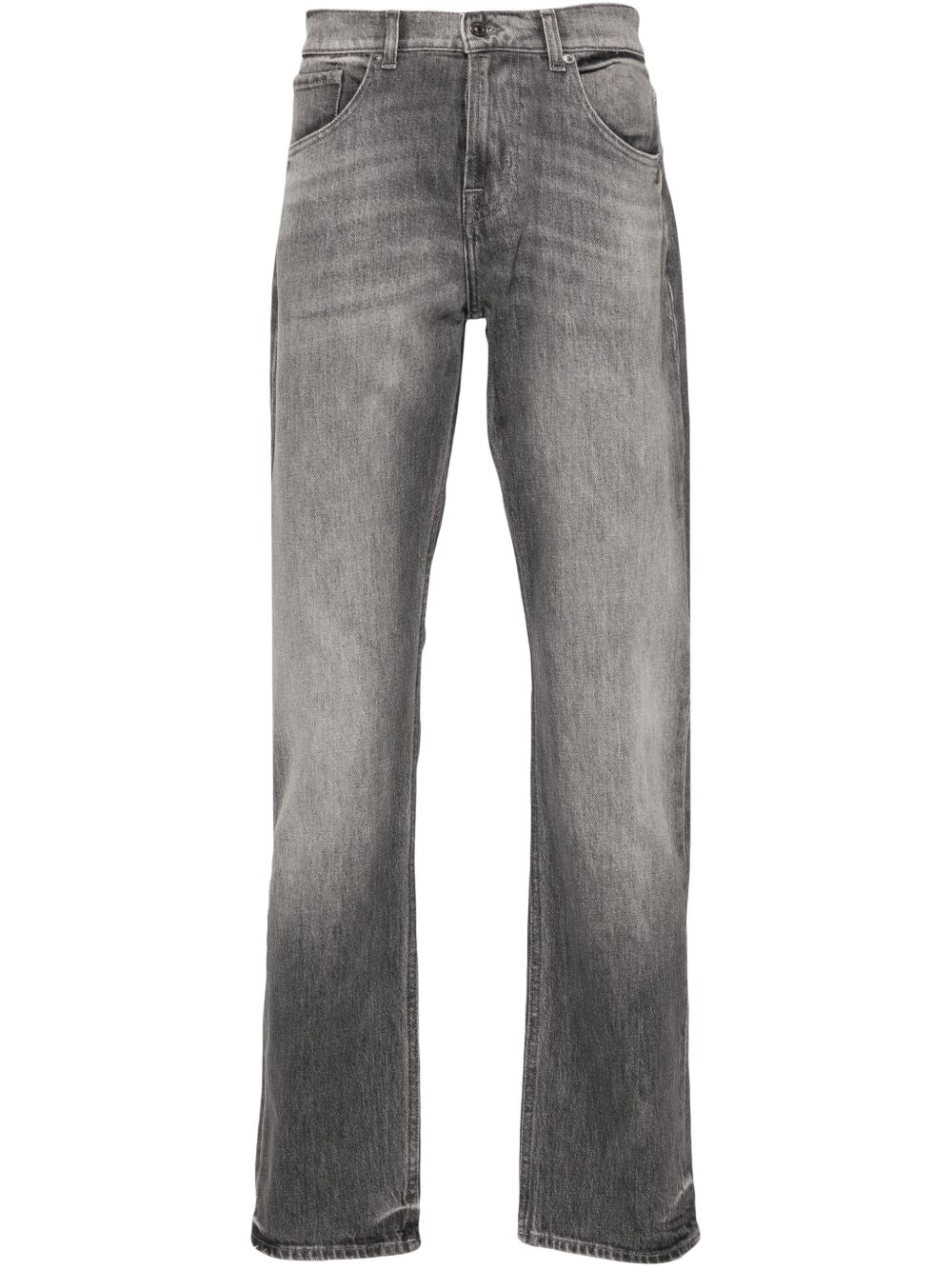 7 For All Mankind Check Off 中腰直筒牛仔裤 - 灰色