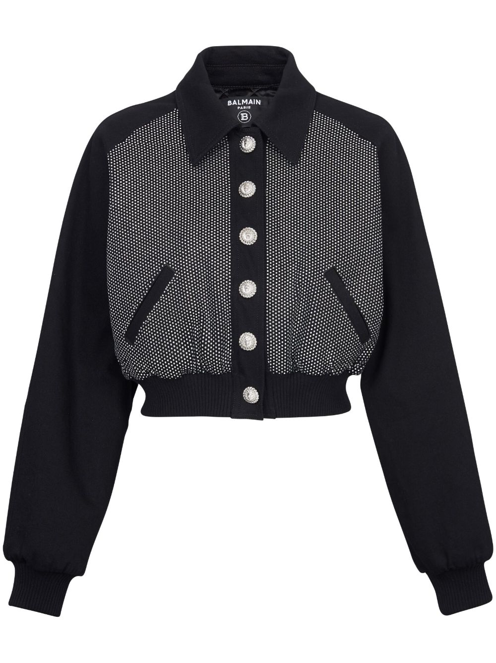 Balmain logo缀饰短款夹克 - 黑色