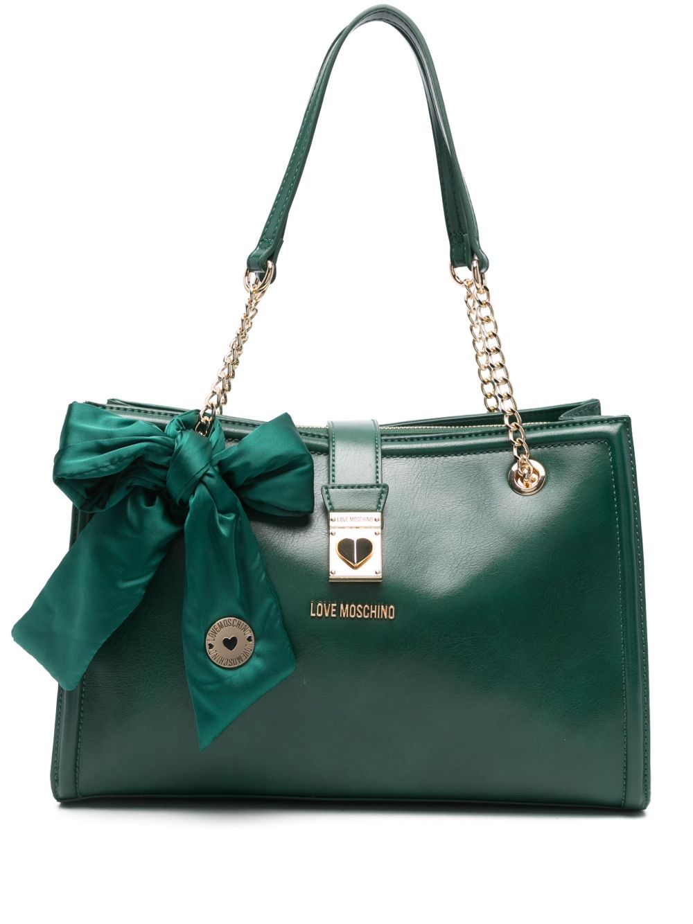Love Moschino logo标牌手提包 - 绿色