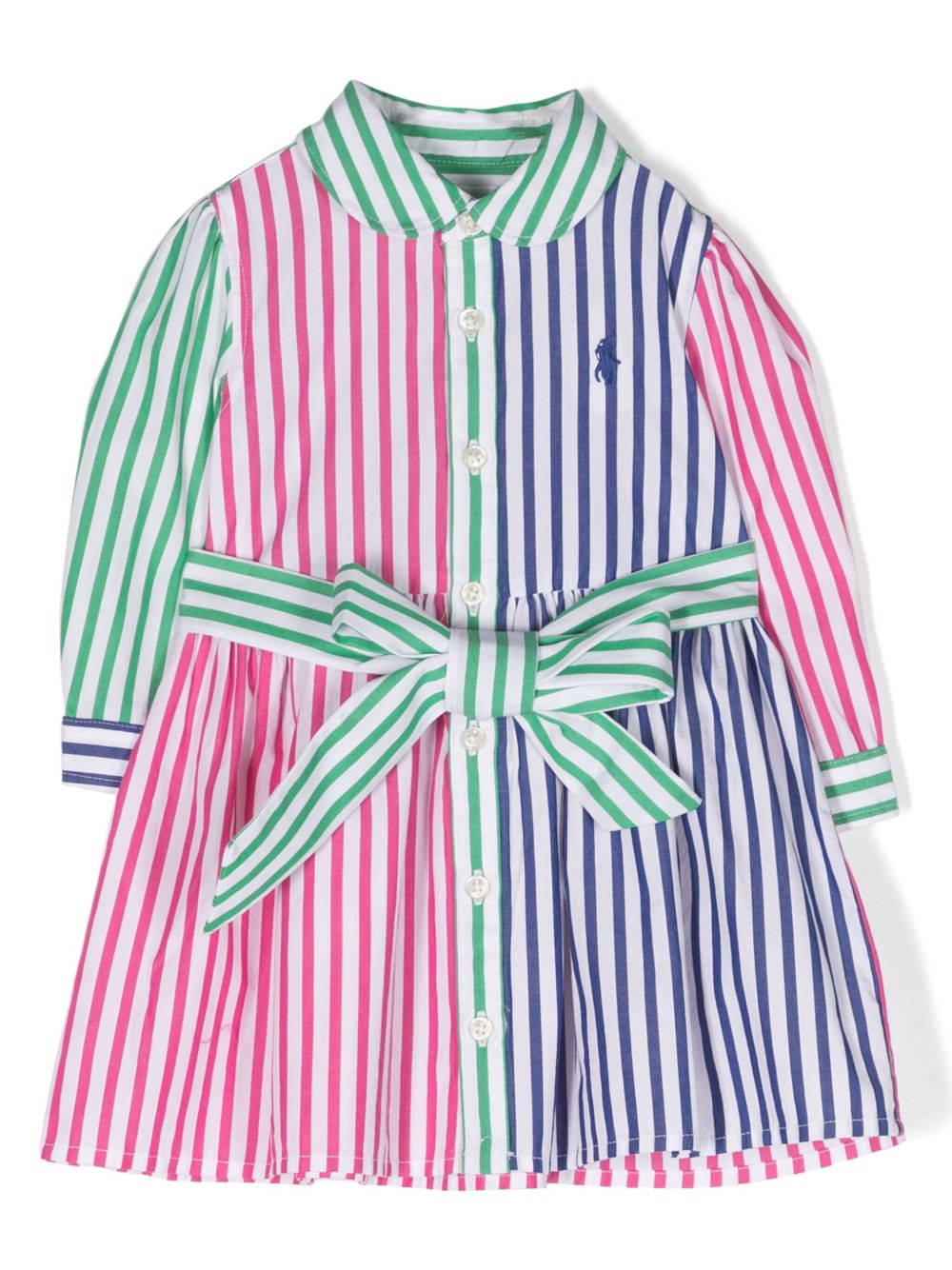 POLO RALPH LAUREN KIDS Polo Pony 条纹衬衫裙 - 蓝色