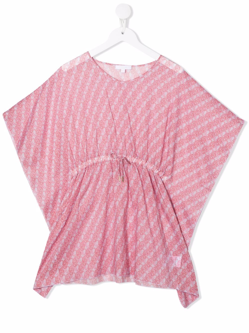 Chloé Kids logo印花系带沙滩罩衫 - 粉色