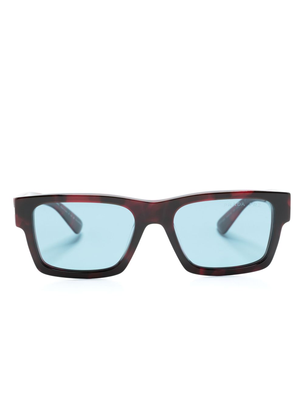 Prada Eyewear 玳瑁纹效果长方形框太阳眼镜 - 红色