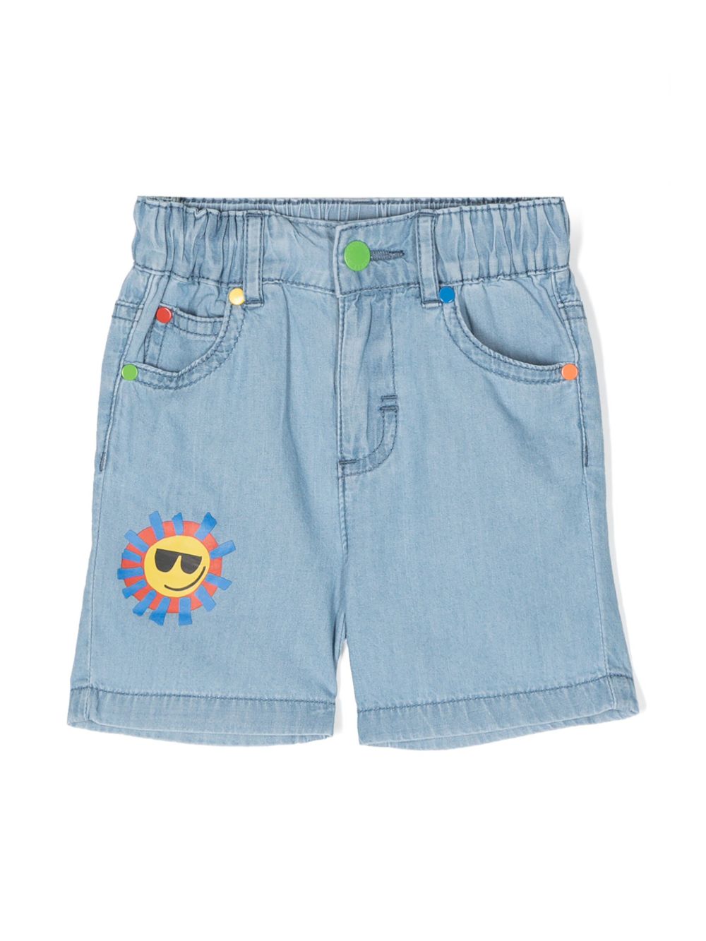 Stella McCartney Kids Sunshine Face 印花短裤 - 蓝色