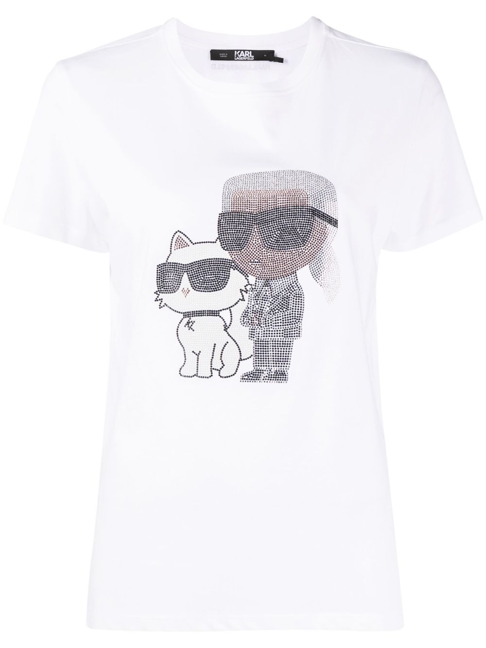 Karl Lagerfeld Ikon 水钻缀饰T恤 - 白色