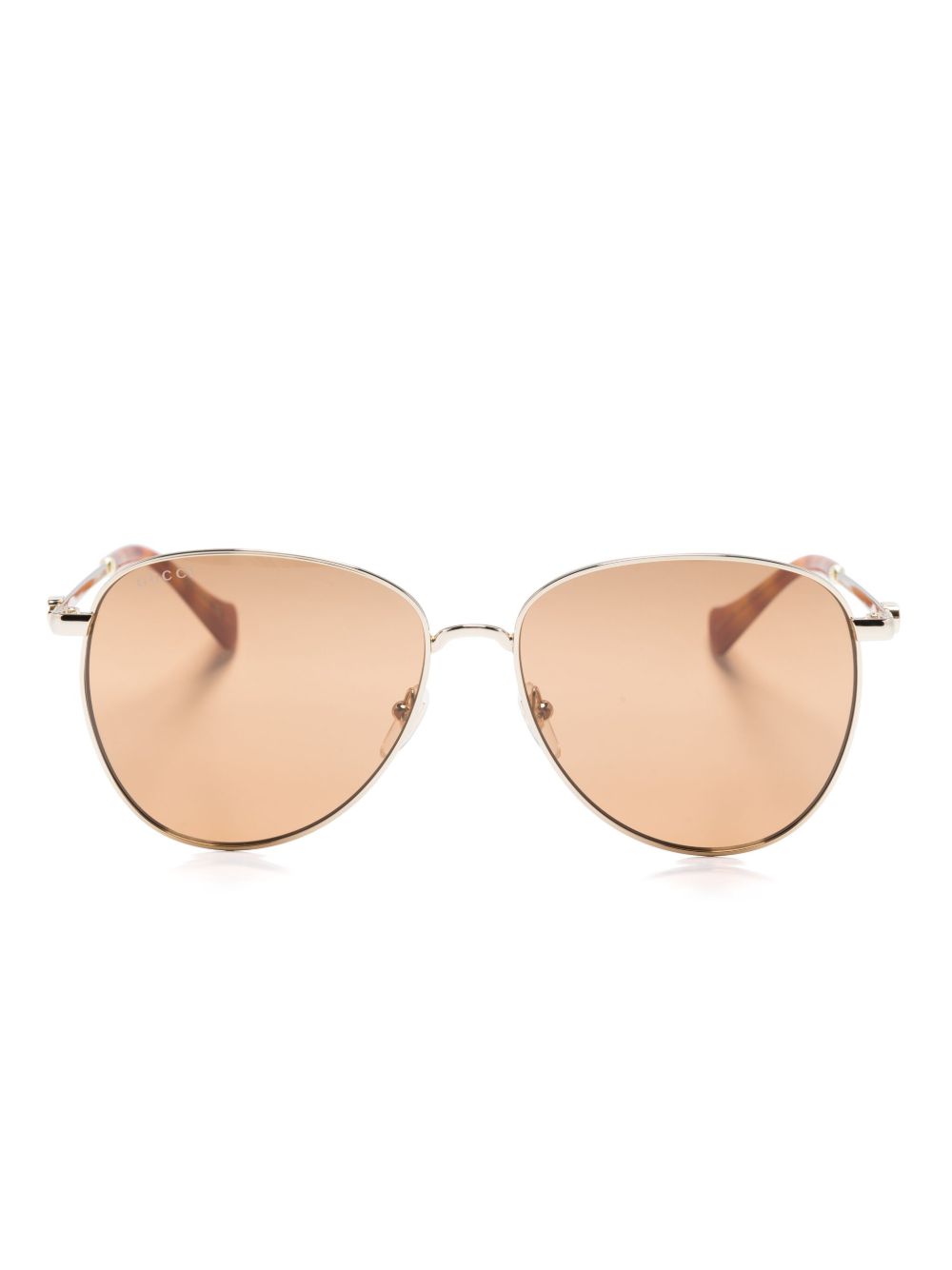 Gucci Eyewear 飞行员金属框太阳眼镜 - 金色