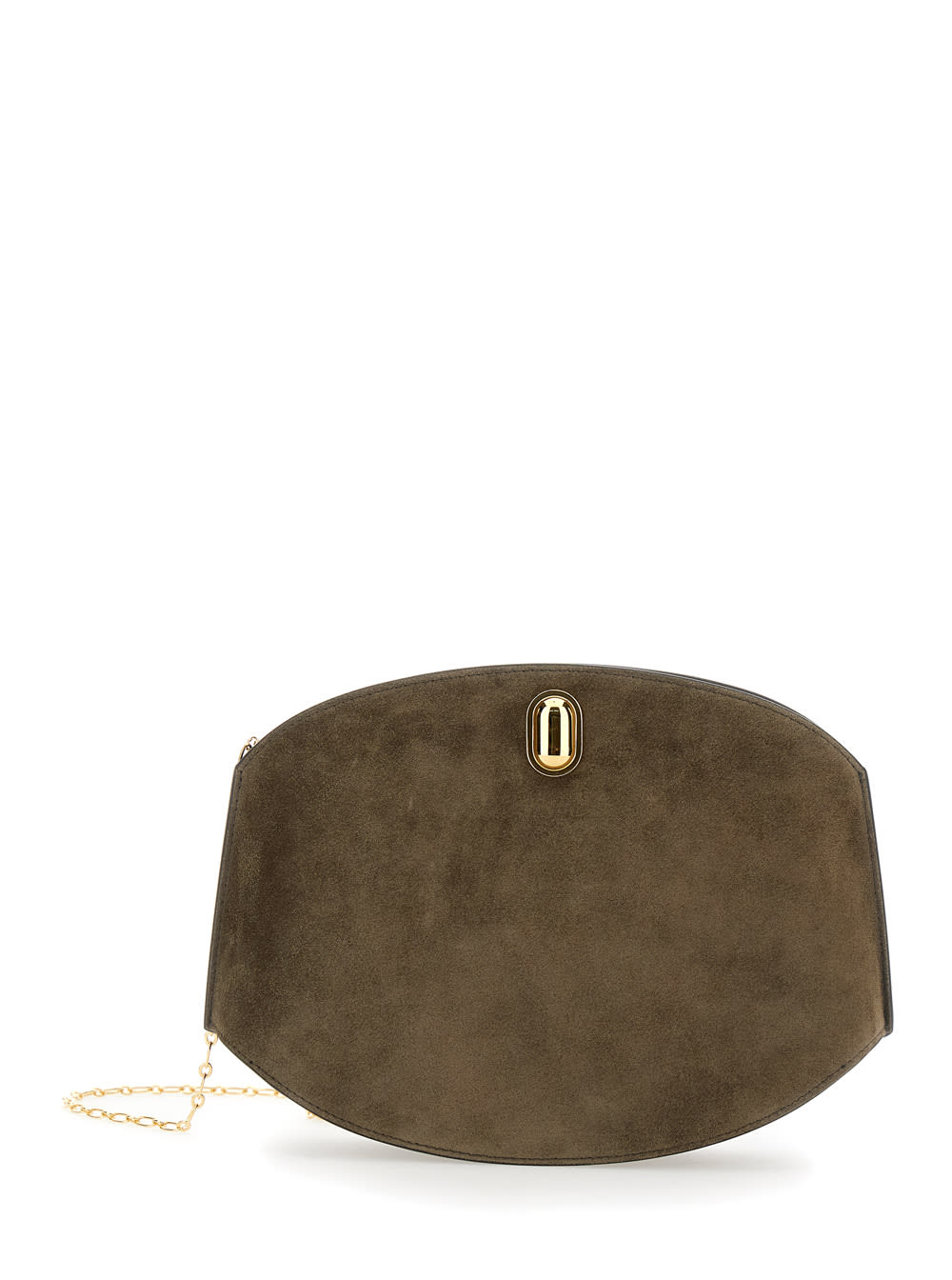 Savette tondo Brown Handbag With Chain Shoulder Strap In Suede Woman