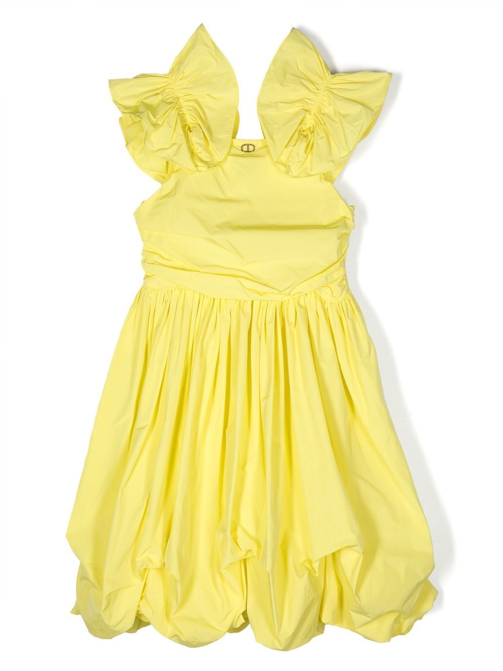 TWINSET Kids 荷叶边细节百褶连衣裙 - 黄色