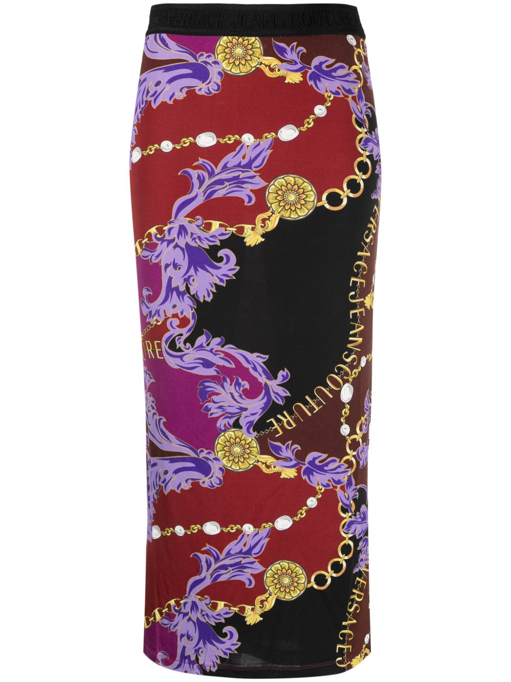 Versace Jeans Couture Logo Couture 印花中长半身裙 - 红色
