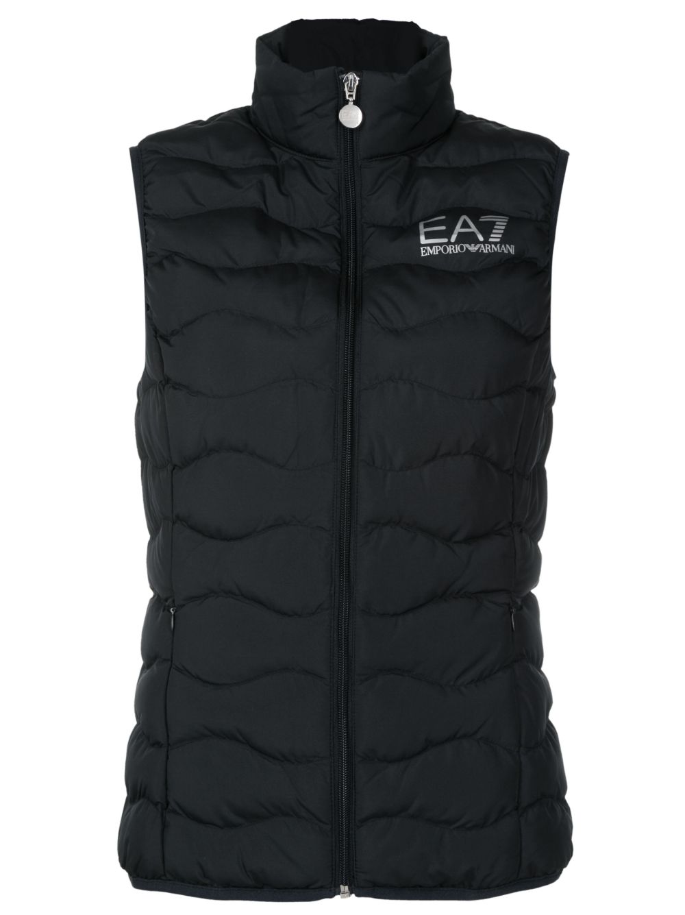Ea7 Emporio Armani 拉链填充马甲 - 黑色