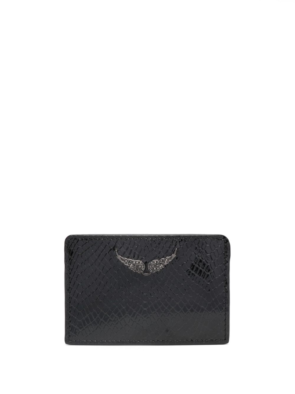 Zadig&Voltaire logo标牌压纹皮质卡夹 - 黑色