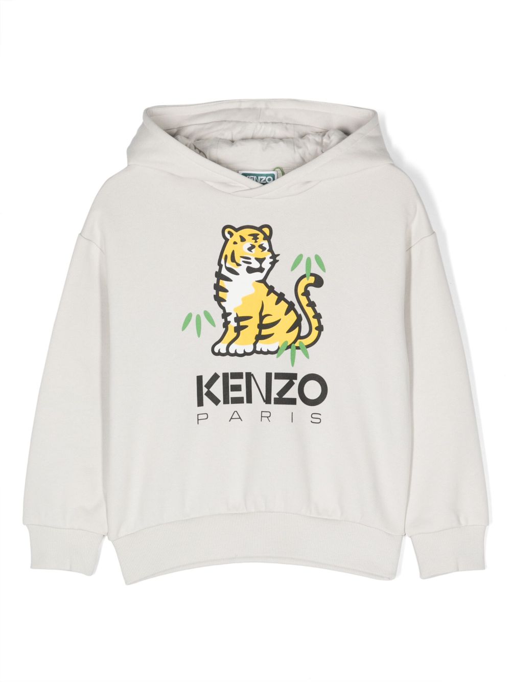 Kenzo Kids logo印花棉连帽衫 - 灰色
