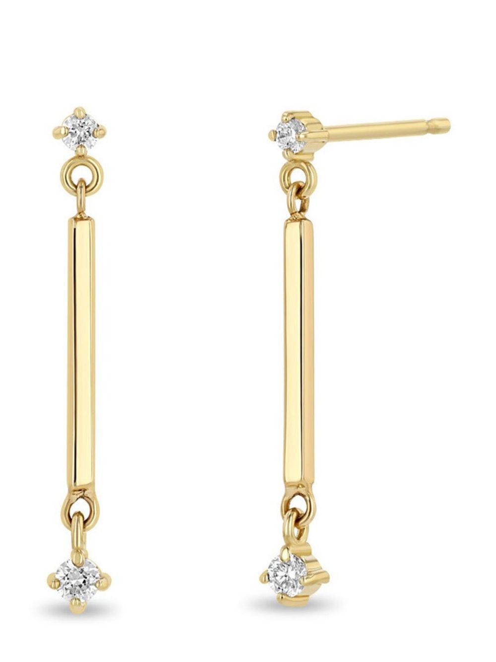 Zoë Chicco 14K黄金钻石吊饰耳环 - 金色