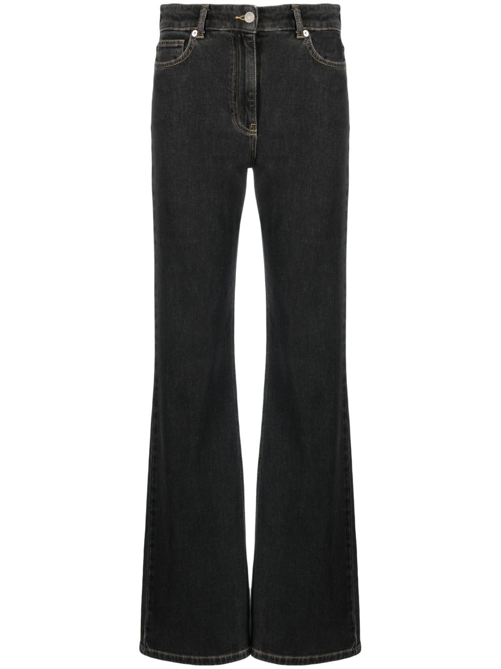 MOSCHINO JEANS 标贴高腰直筒牛仔裤 - 黑色