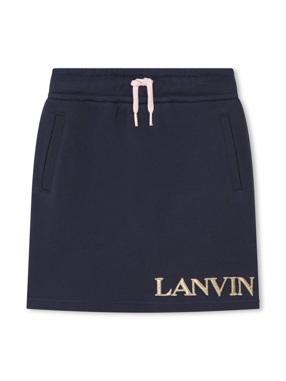 Lanvin Enfant logo刺绣棉半身裙 - 蓝色