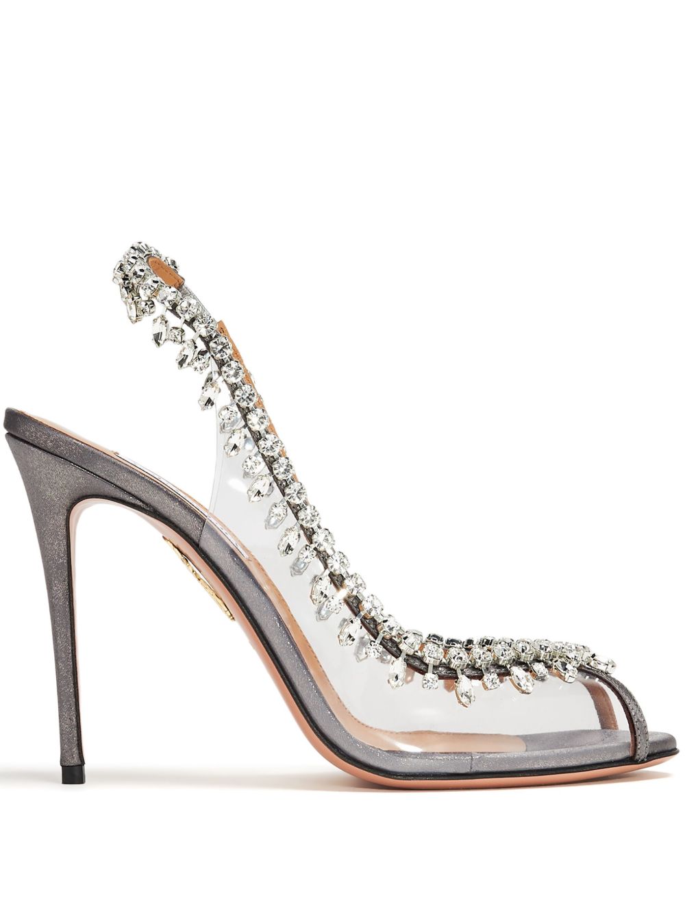 Aquazzura Temptation Crystal 裹踝鞋（10.5厘米） - 银色