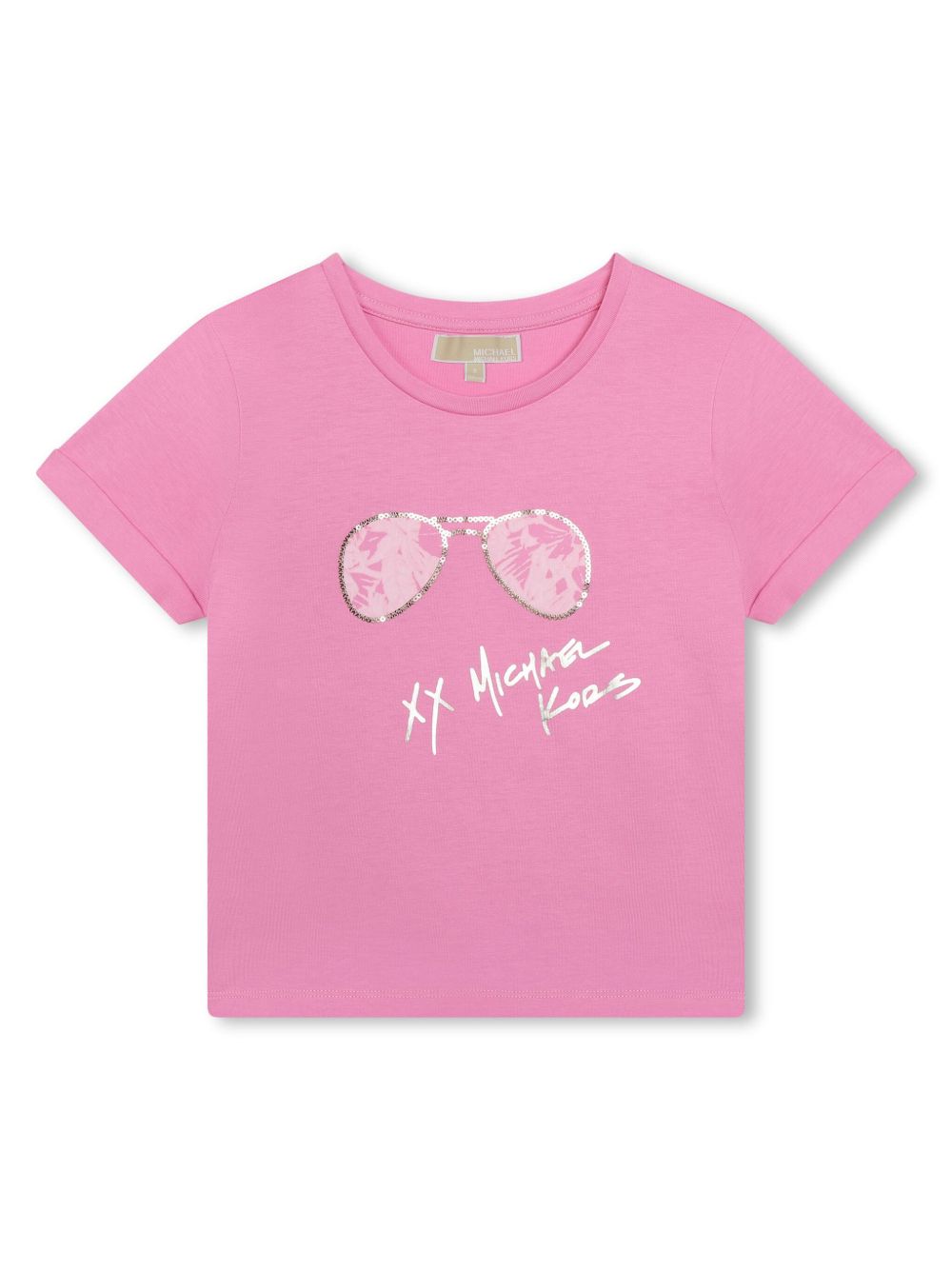 Michael Kors Kids logo印花棉T恤 - 粉色