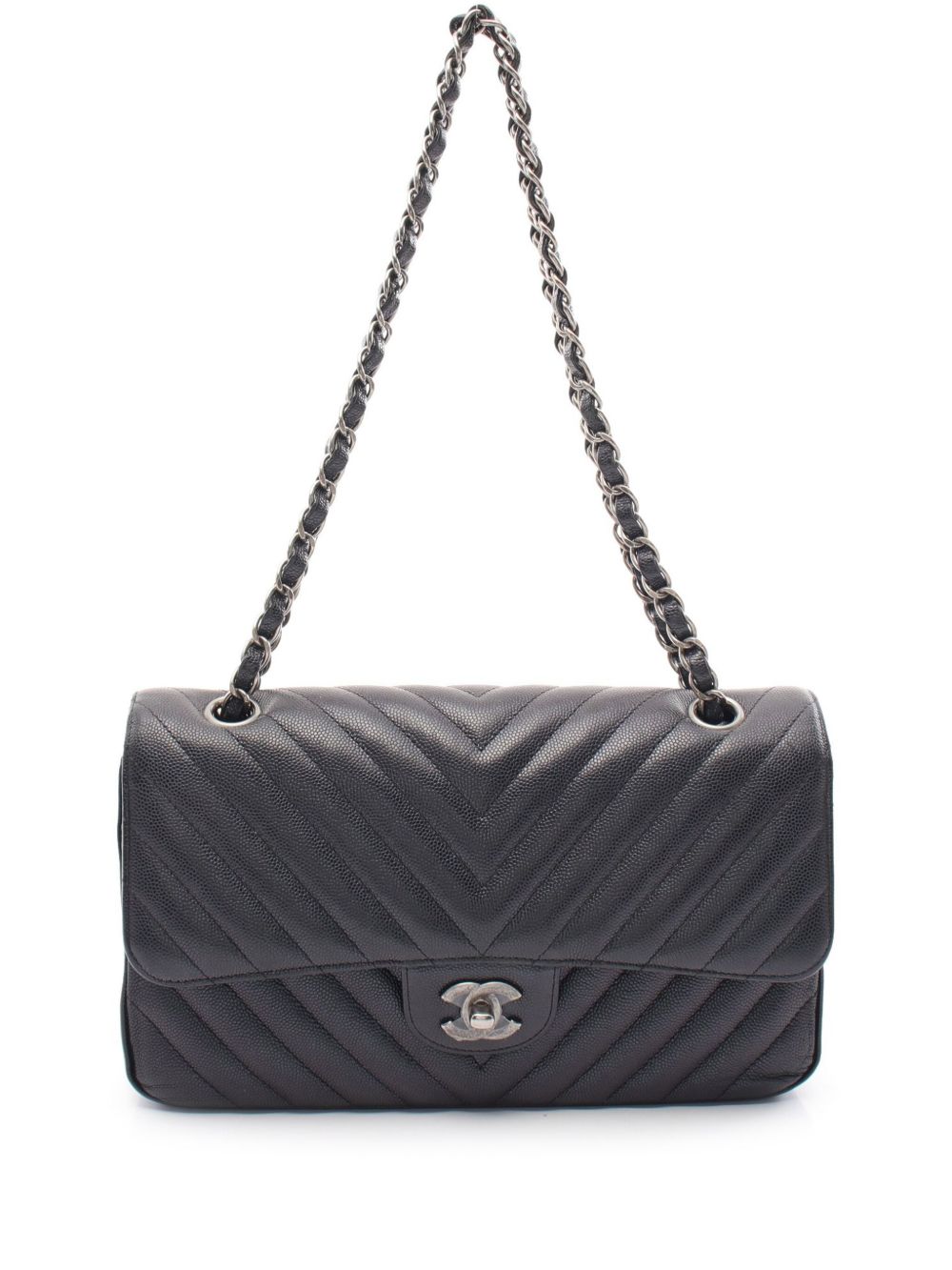 CHANEL Pre-Owned V-Stitch 单肩包（2017-2018年典藏款） - 黑色