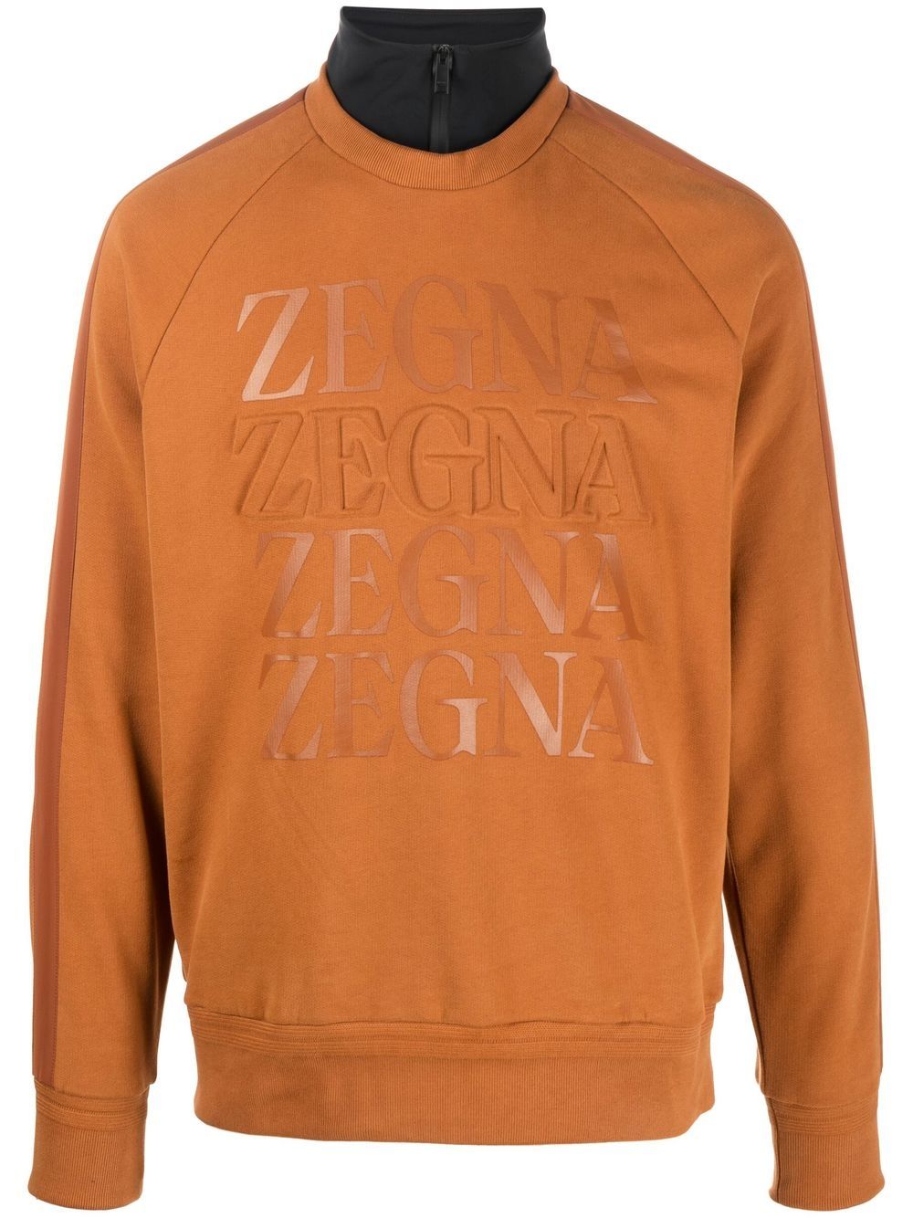 Zegna logo压纹棉卫衣 - 橘色
