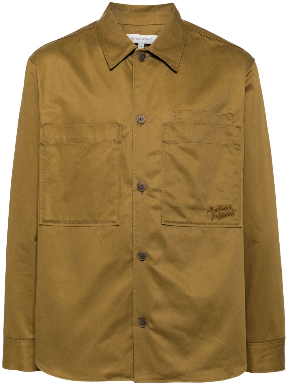 Maison Kitsuné logo刺绣棉衬衫 - 绿色