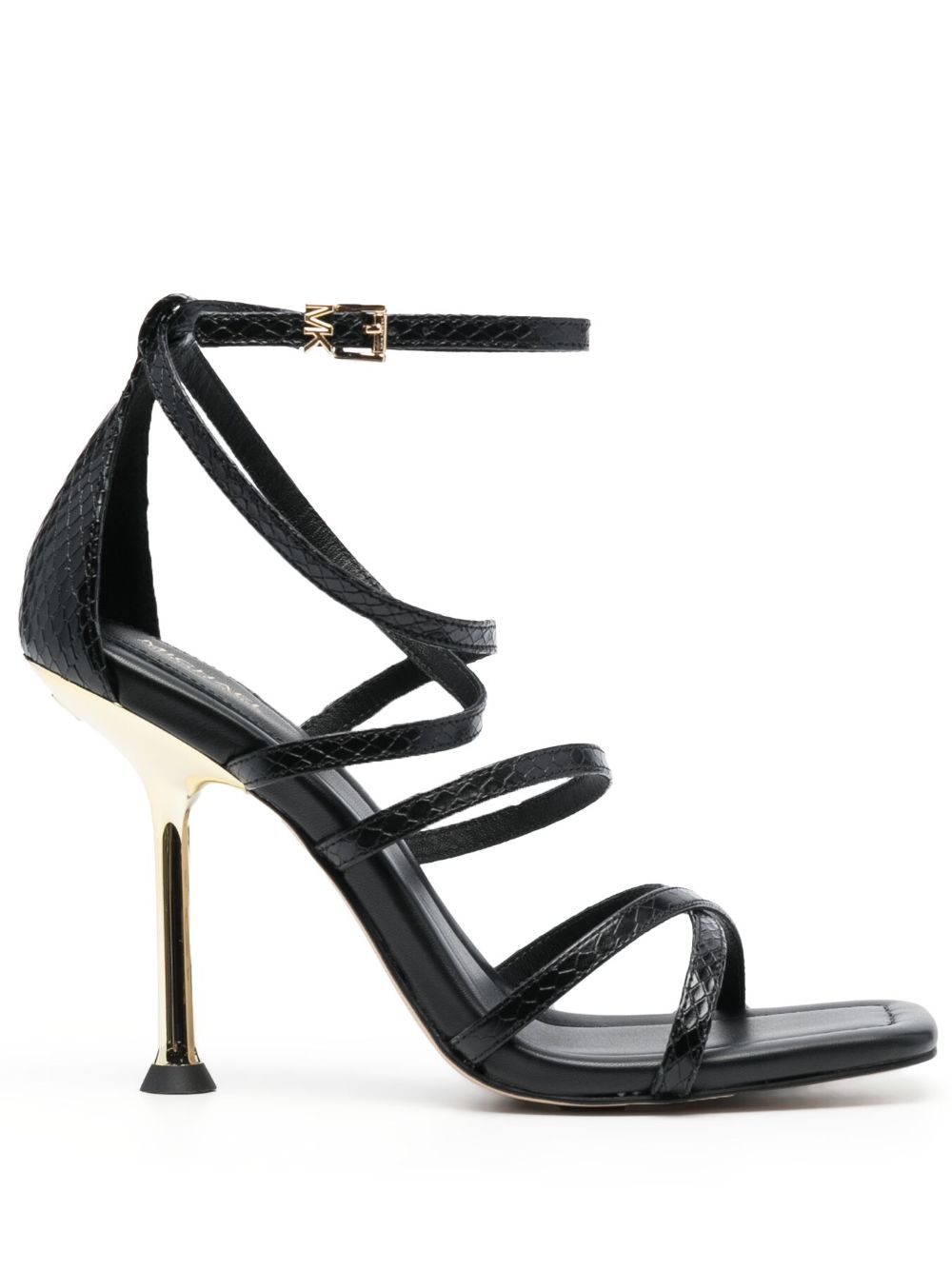 Michael Michael Kors Imani 高跟蛇纹凉鞋 - 黑色