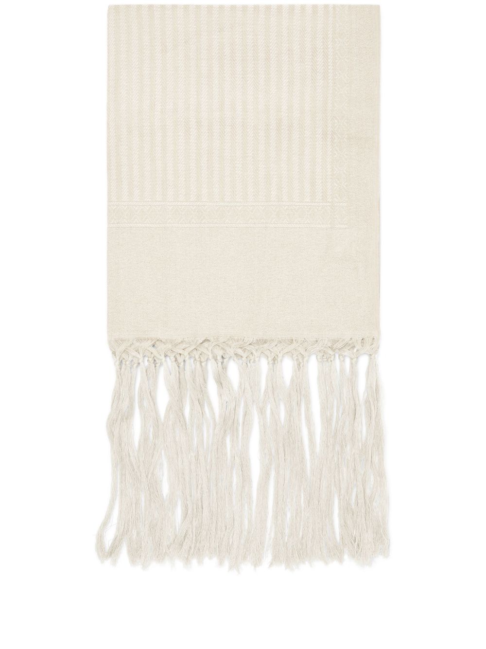 Brunello Cucinelli 绳结编织细节条纹毛巾 - 中性色
