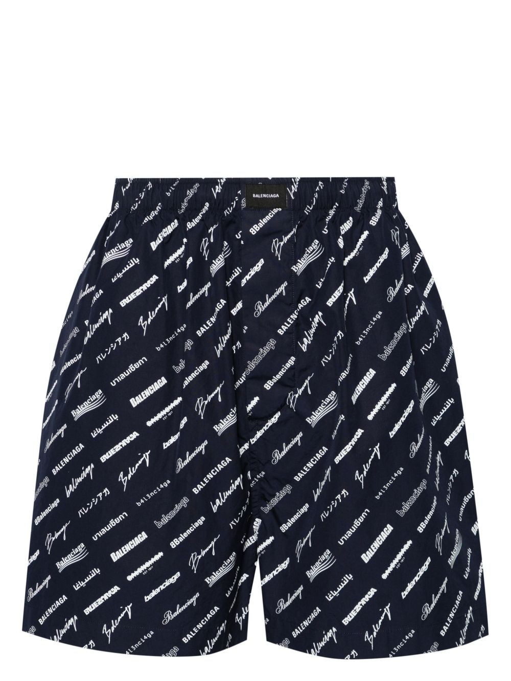 Balenciaga logo印花棉短裤 - 蓝色