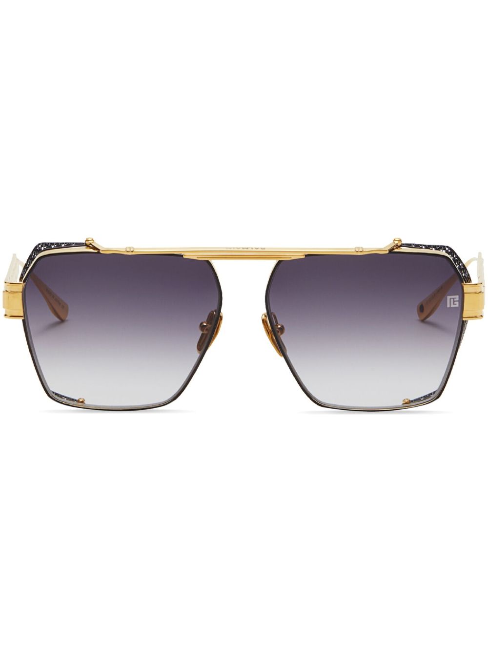 Balmain Eyewear logo雕刻超大镜框太阳眼镜 - 金色