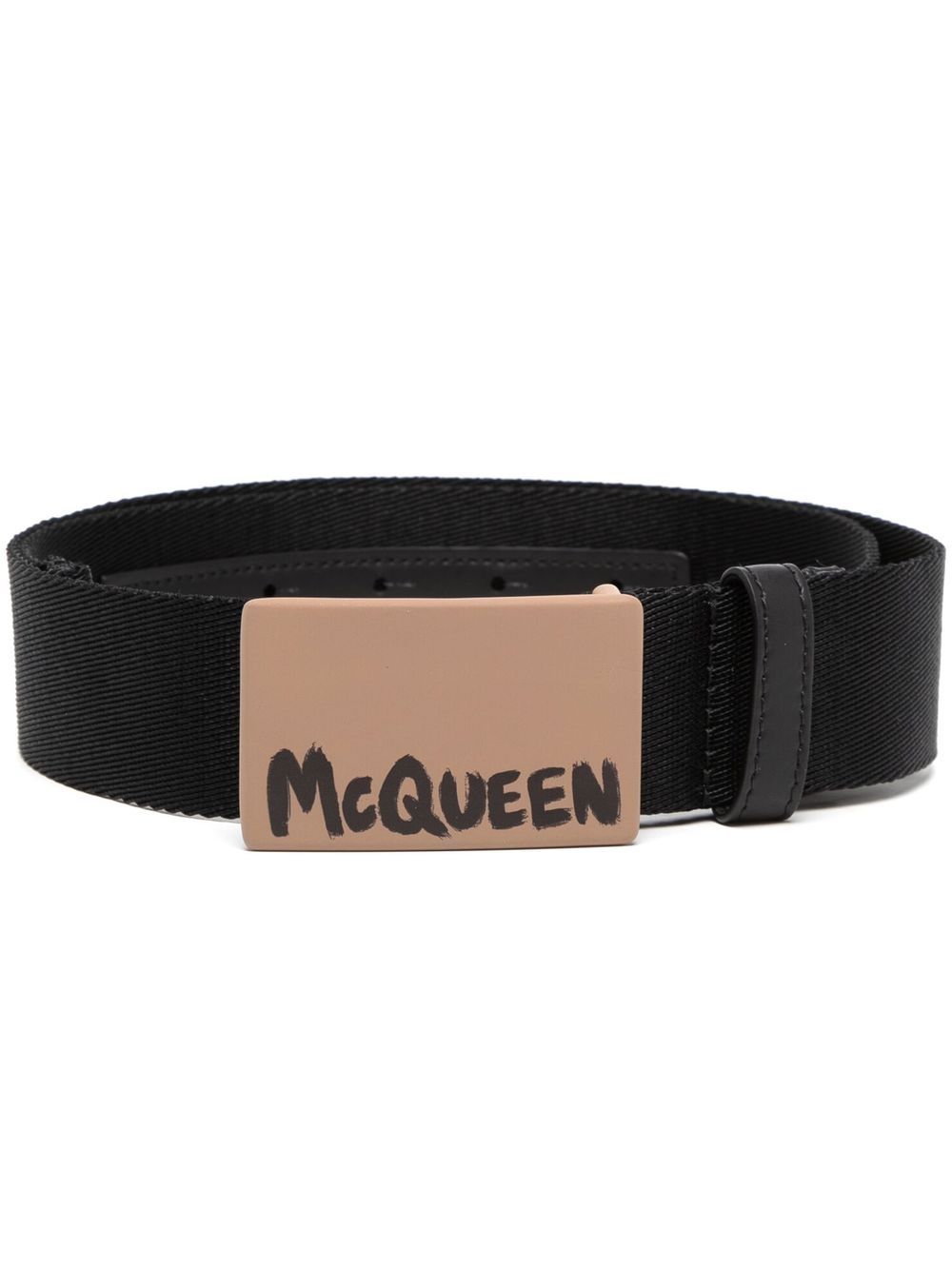 Alexander McQueen 亚历山大·麦昆 logo印花扣环腰带 - 黑色