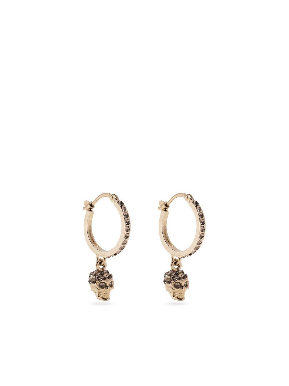 Alexander McQueen 亚历山大·麦昆 镀金密镶钻石骷髅头吊饰耳环 - 金属色