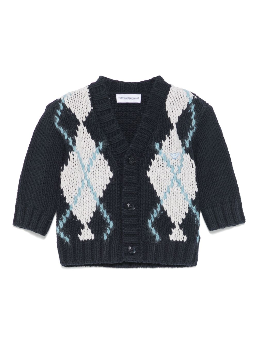 Emporio Armani Kids 菱纹开衫 - 黑色