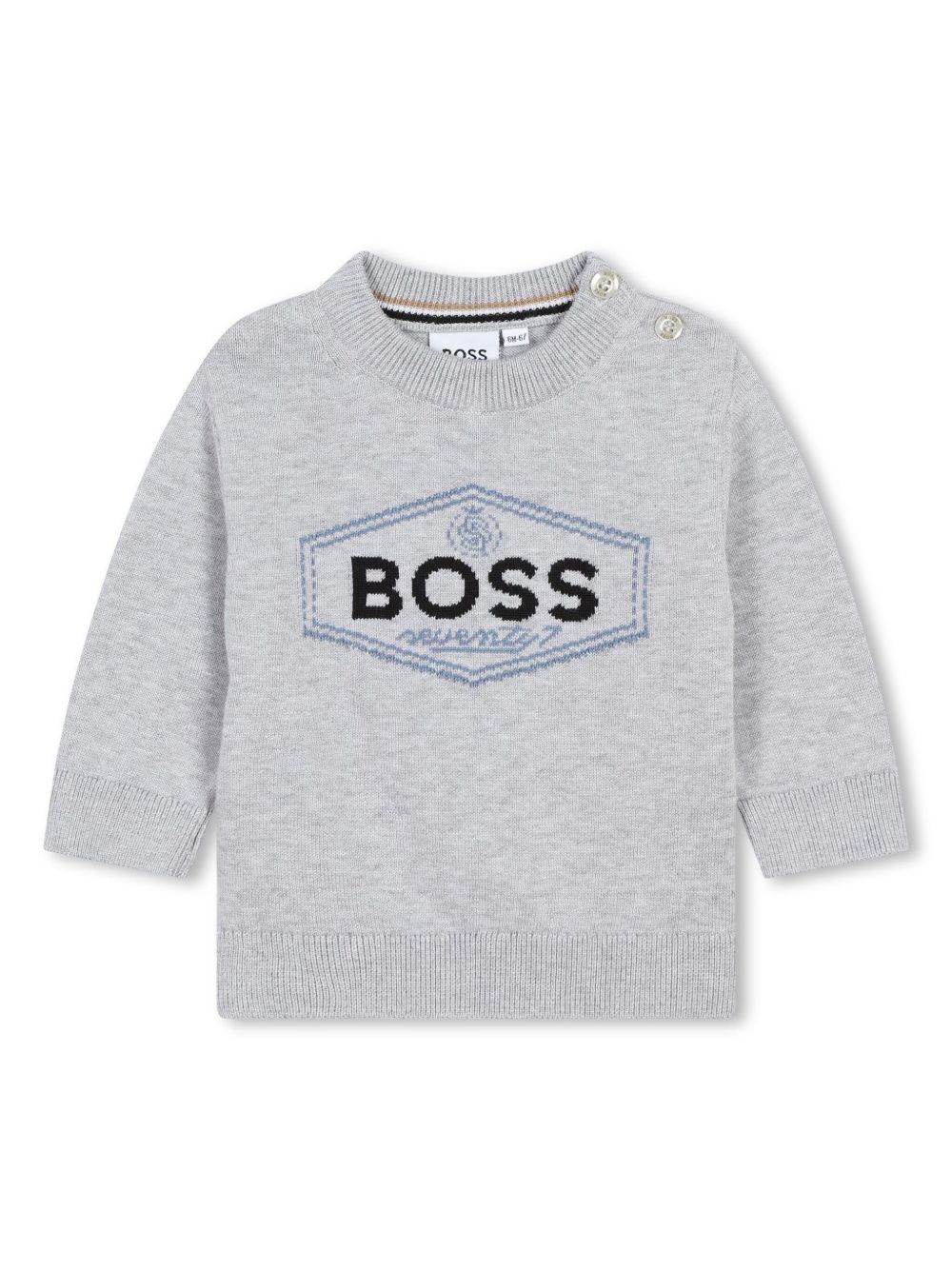 BOSS Kidswear logo嵌花棉毛衣 - 灰色