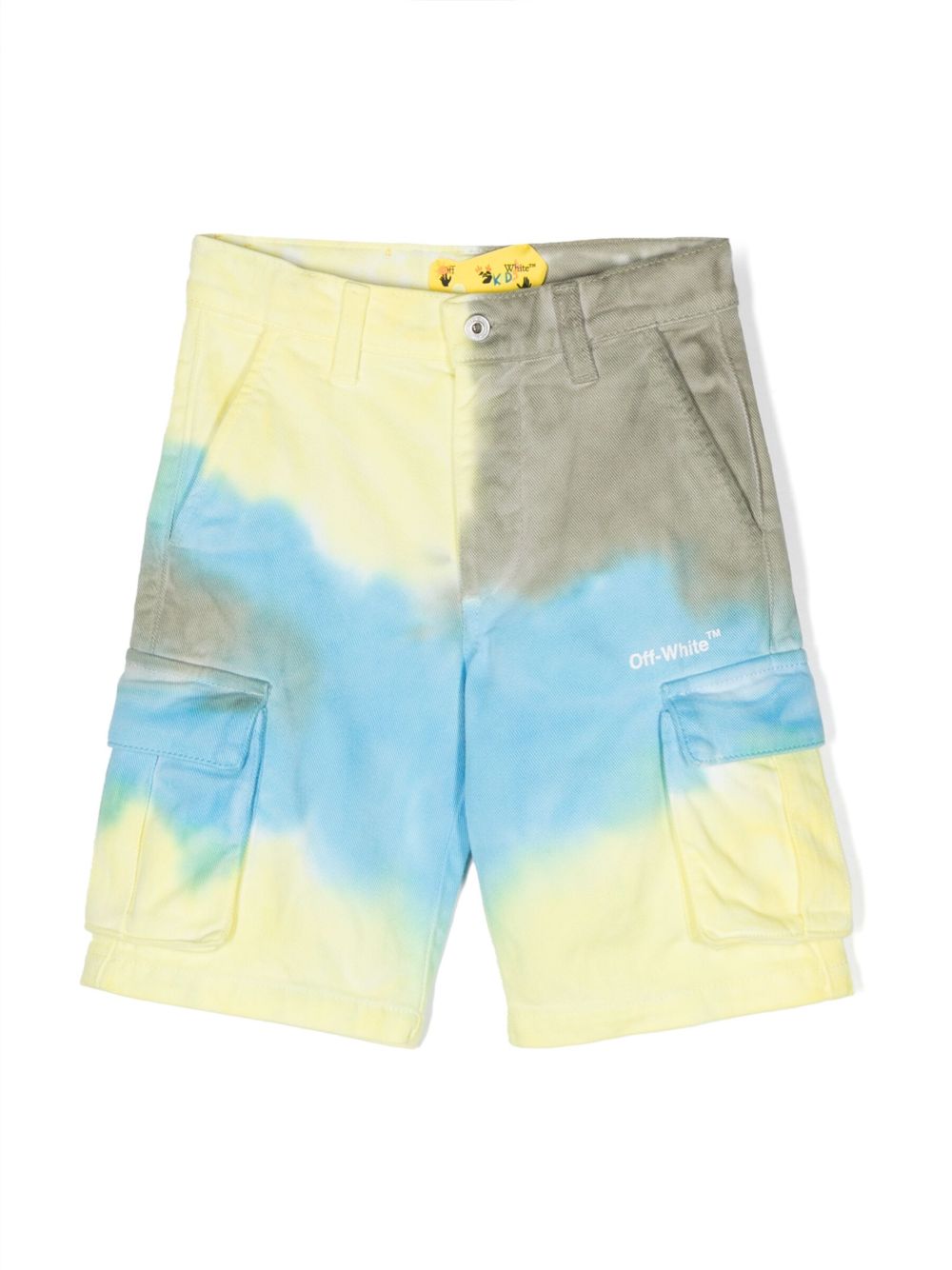 Off-White Kids 扎染棉工装短裤 - 黄色