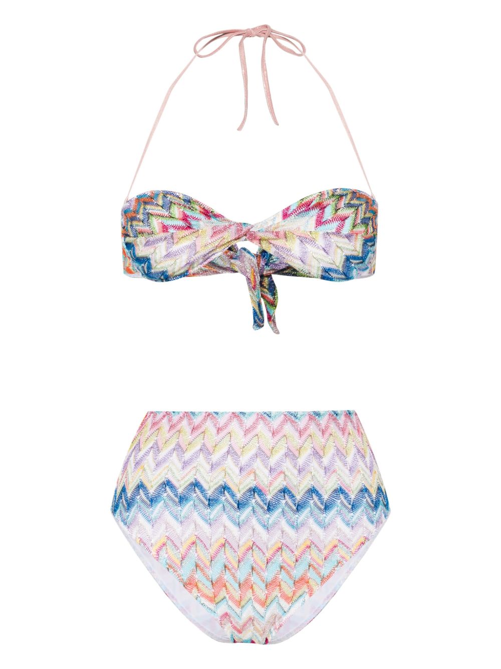 Missoni Z字形图案编织高腰比基尼套装 - 彩色