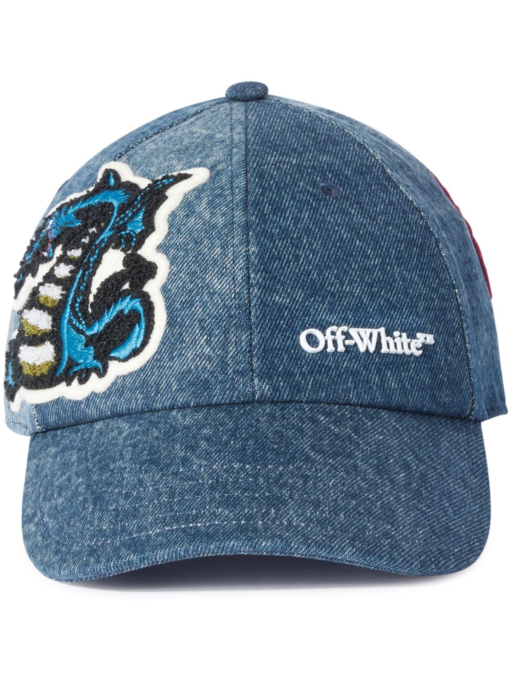 Off-White 贴花牛仔棒球帽 - 蓝色