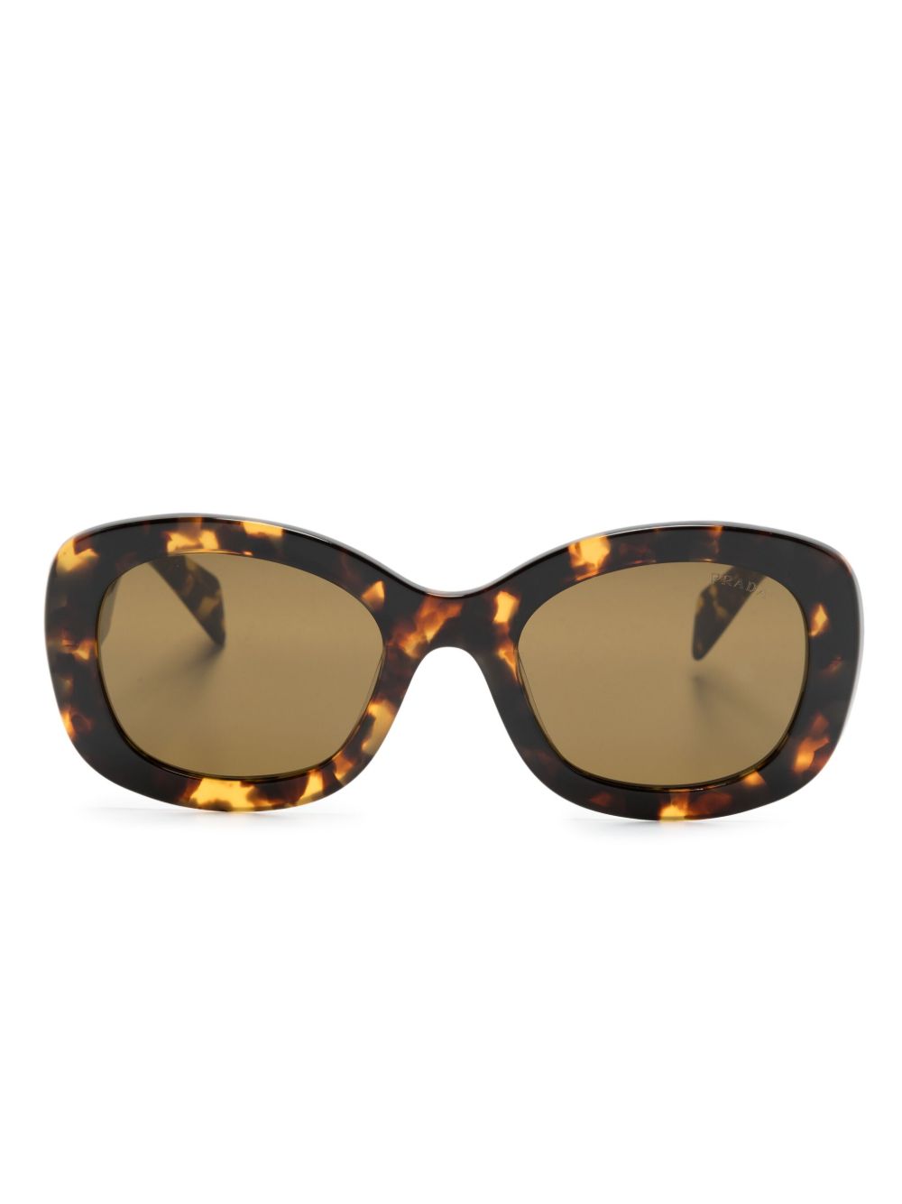 Prada Eyewear logo压纹超大框太阳眼镜 - 褐色