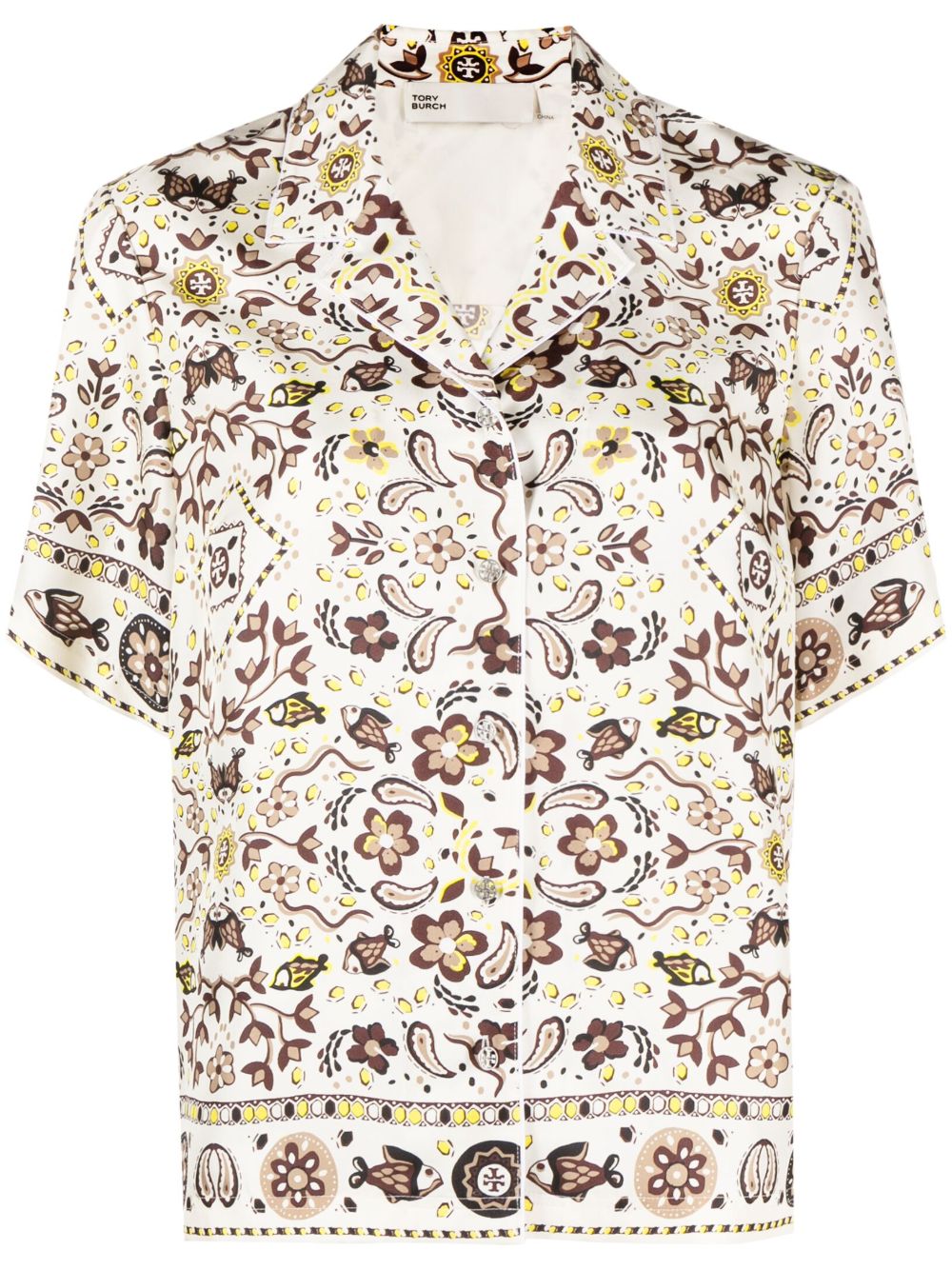 Tory Burch 印花真丝保龄球衬衫 - 中性色
