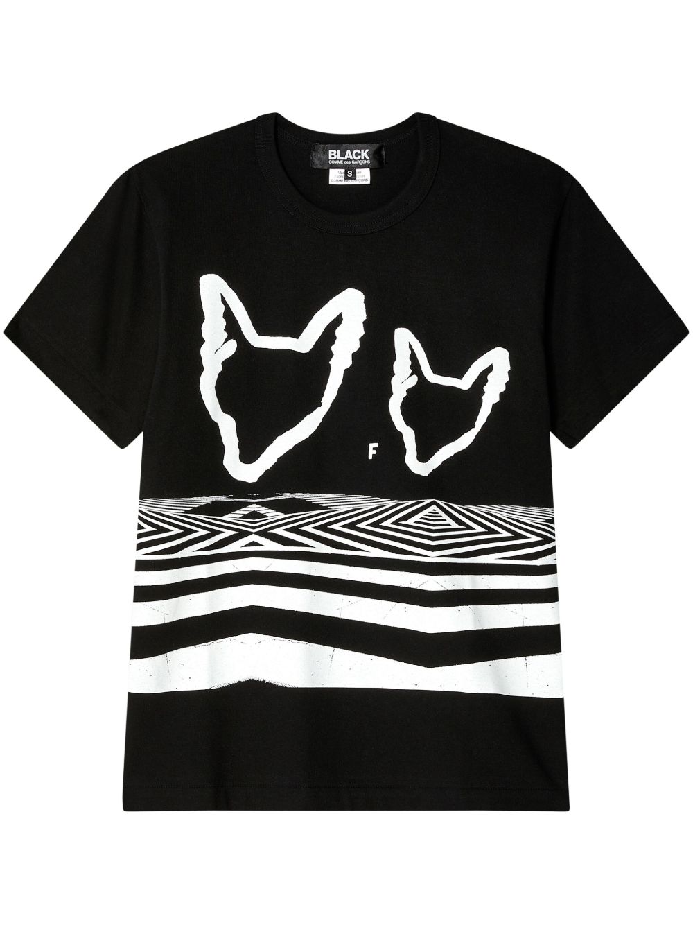 Black Comme Des Garçons 图案印花T恤 - 黑色