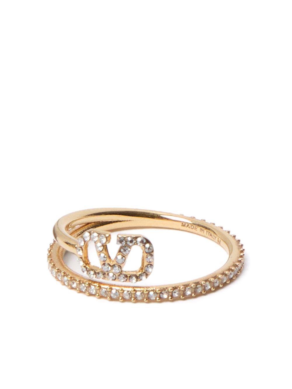 Valentino Garavani VLogo Signature 晶饰戒指 - 金色