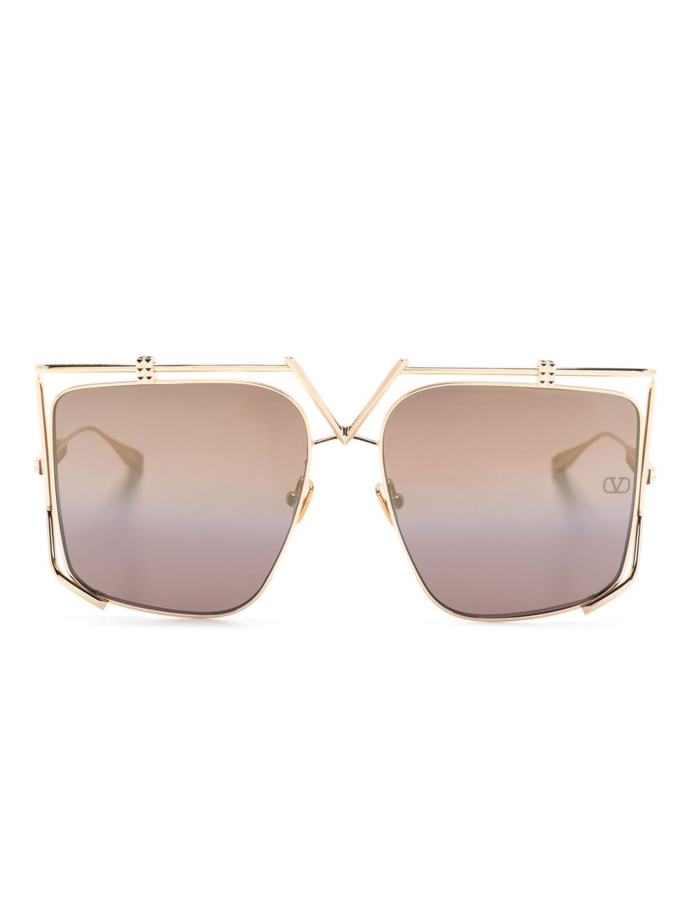 VALENTINO GARAVANI EYEWEAR V-light 超大镜框太阳眼镜 - 金色